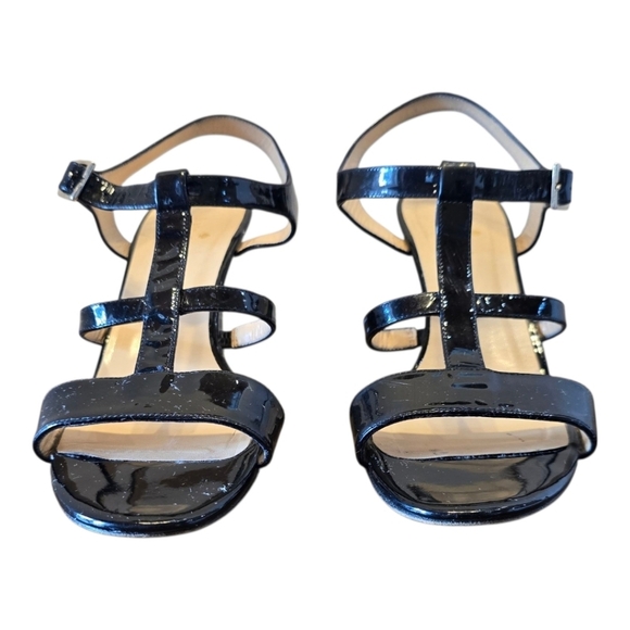 Kate Spade Illie Shiny Black Patent Leather Wedge Sandals 8.5 - Picture 3 of 11